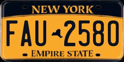 NY license plate FAU2580