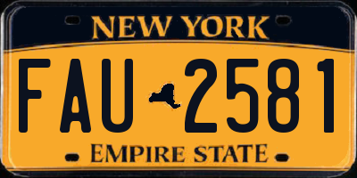 NY license plate FAU2581