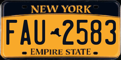 NY license plate FAU2583