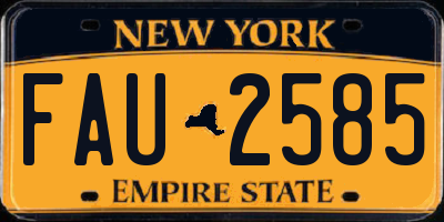 NY license plate FAU2585