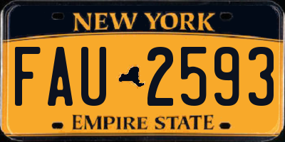 NY license plate FAU2593