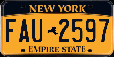 NY license plate FAU2597