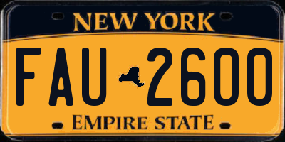 NY license plate FAU2600