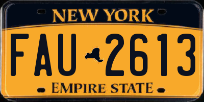 NY license plate FAU2613
