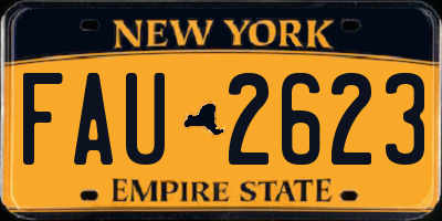 NY license plate FAU2623