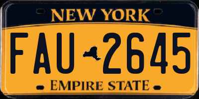 NY license plate FAU2645