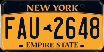 NY license plate FAU2648
