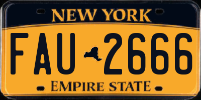 NY license plate FAU2666