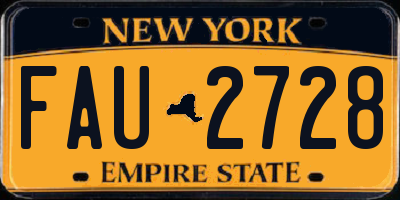 NY license plate FAU2728