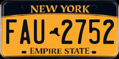 NY license plate FAU2752