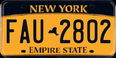 NY license plate FAU2802