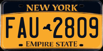 NY license plate FAU2809