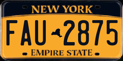 NY license plate FAU2875