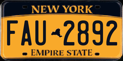 NY license plate FAU2892