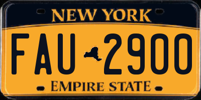 NY license plate FAU2900