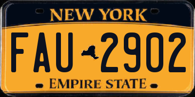 NY license plate FAU2902