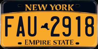 NY license plate FAU2918