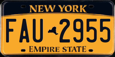 NY license plate FAU2955