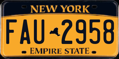 NY license plate FAU2958