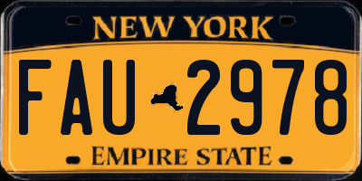 NY license plate FAU2978