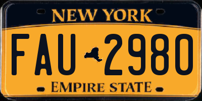 NY license plate FAU2980