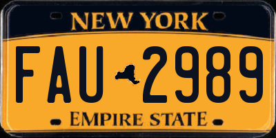 NY license plate FAU2989