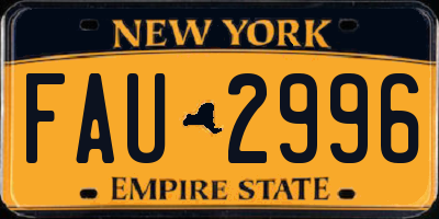 NY license plate FAU2996