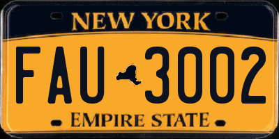 NY license plate FAU3002