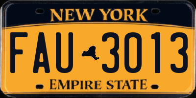 NY license plate FAU3013