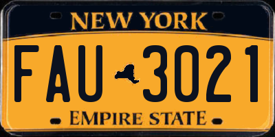 NY license plate FAU3021