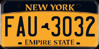 NY license plate FAU3032