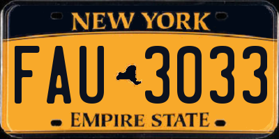 NY license plate FAU3033