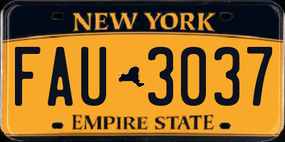 NY license plate FAU3037