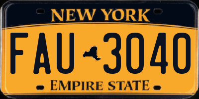 NY license plate FAU3040
