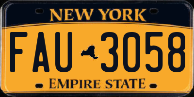 NY license plate FAU3058