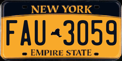 NY license plate FAU3059