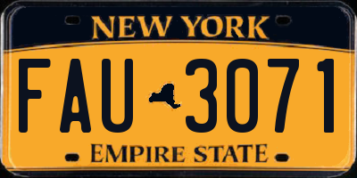 NY license plate FAU3071