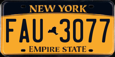 NY license plate FAU3077
