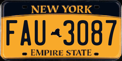 NY license plate FAU3087