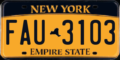 NY license plate FAU3103