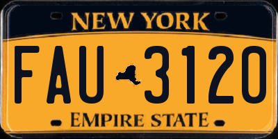 NY license plate FAU3120
