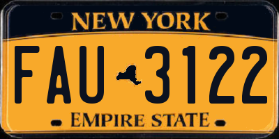 NY license plate FAU3122