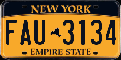 NY license plate FAU3134