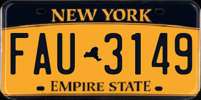 NY license plate FAU3149