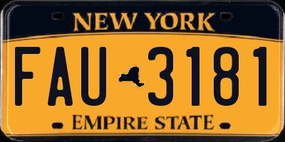 NY license plate FAU3181