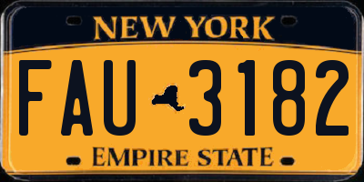 NY license plate FAU3182