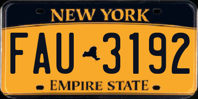 NY license plate FAU3192