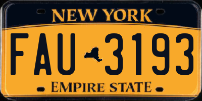 NY license plate FAU3193