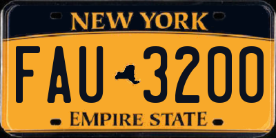 NY license plate FAU3200