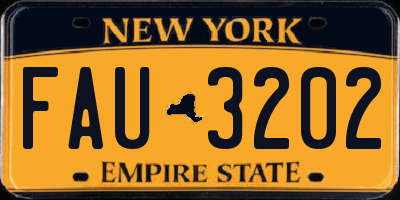 NY license plate FAU3202